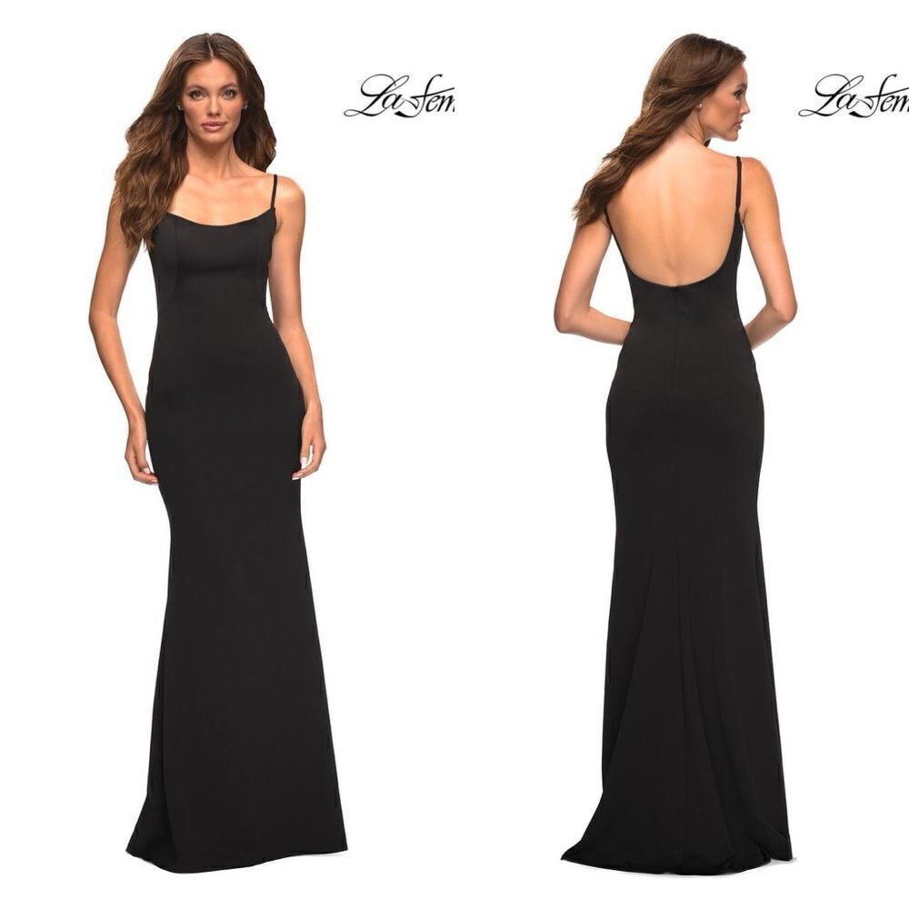 La Femme NWT 30541 - Scoop Style Sheath Gown Black Size 10